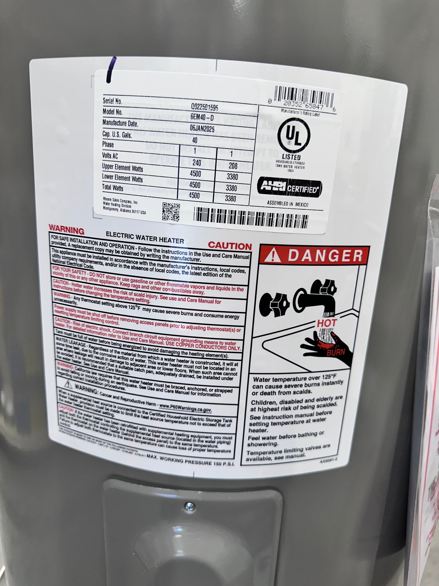 40-Gal Richmond Electric Water Heater
